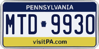 PA license plate MTD9930