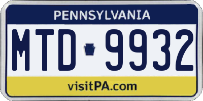 PA license plate MTD9932