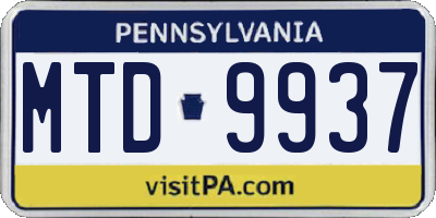 PA license plate MTD9937