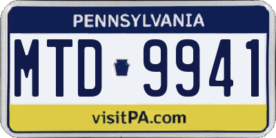 PA license plate MTD9941