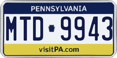 PA license plate MTD9943