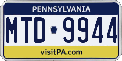 PA license plate MTD9944