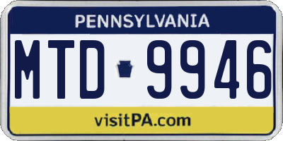 PA license plate MTD9946