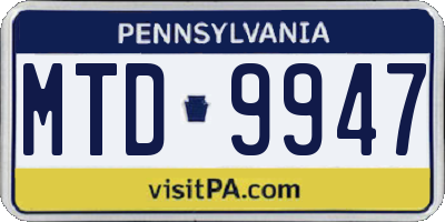 PA license plate MTD9947