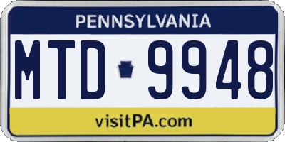 PA license plate MTD9948