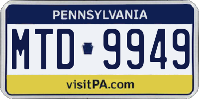 PA license plate MTD9949