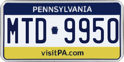 PA license plate MTD9950