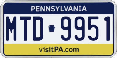 PA license plate MTD9951