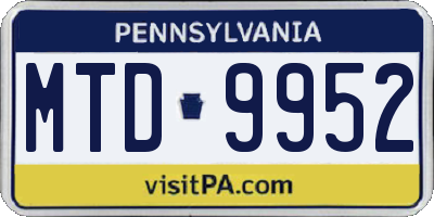 PA license plate MTD9952
