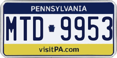 PA license plate MTD9953