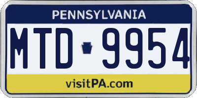 PA license plate MTD9954