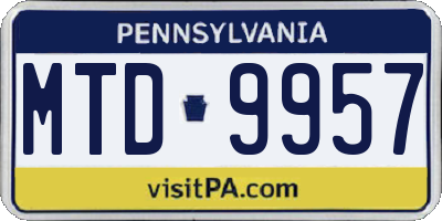PA license plate MTD9957