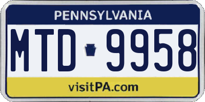 PA license plate MTD9958