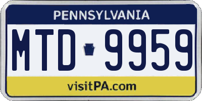 PA license plate MTD9959
