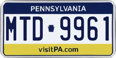 PA license plate MTD9961