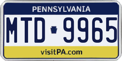 PA license plate MTD9965