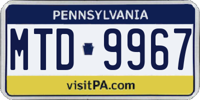 PA license plate MTD9967