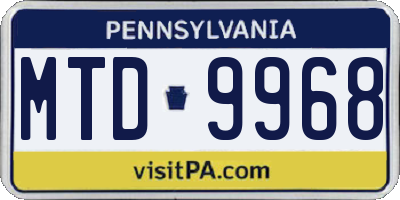 PA license plate MTD9968