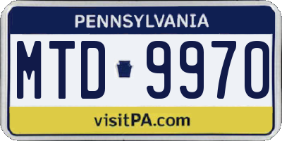 PA license plate MTD9970