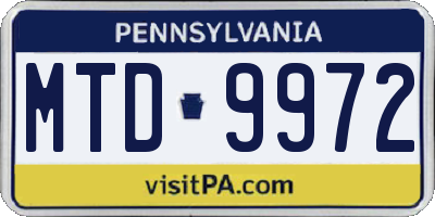 PA license plate MTD9972