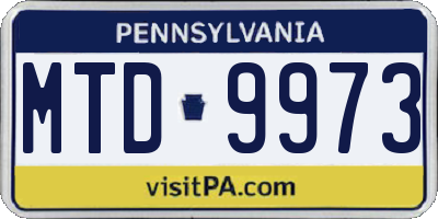 PA license plate MTD9973