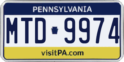 PA license plate MTD9974
