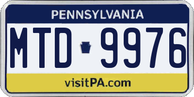 PA license plate MTD9976
