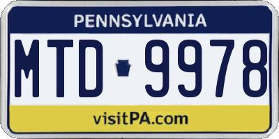 PA license plate MTD9978