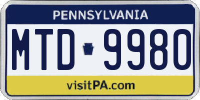 PA license plate MTD9980