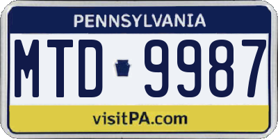 PA license plate MTD9987