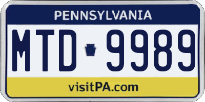 PA license plate MTD9989