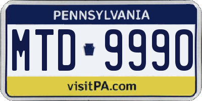 PA license plate MTD9990
