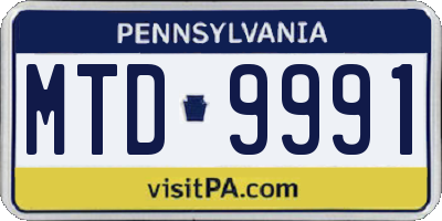 PA license plate MTD9991