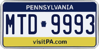 PA license plate MTD9993