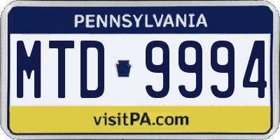 PA license plate MTD9994