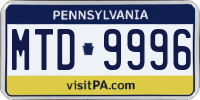 PA license plate MTD9996