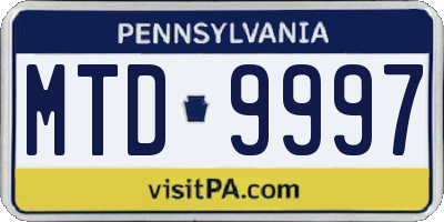 PA license plate MTD9997