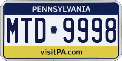 PA license plate MTD9998