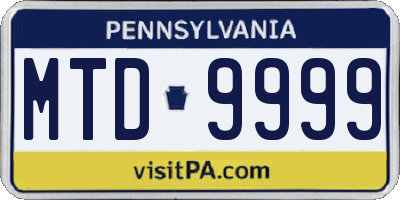 PA license plate MTD9999