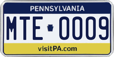 PA license plate MTE0009