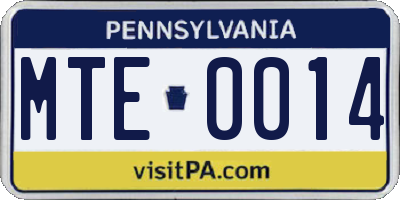 PA license plate MTE0014