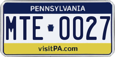PA license plate MTE0027