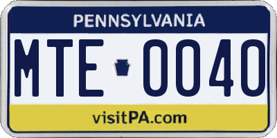PA license plate MTE0040