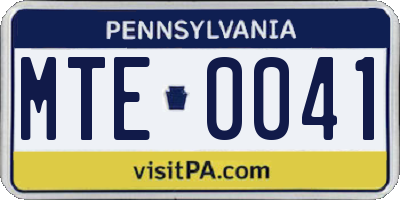 PA license plate MTE0041