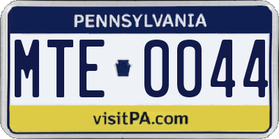 PA license plate MTE0044