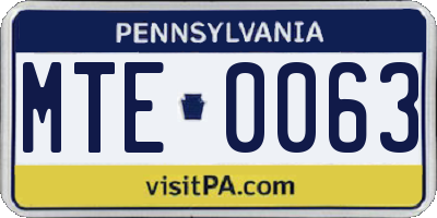 PA license plate MTE0063