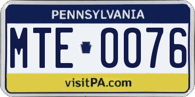 PA license plate MTE0076