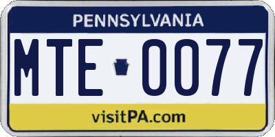 PA license plate MTE0077