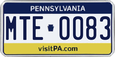 PA license plate MTE0083