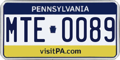 PA license plate MTE0089